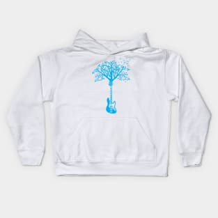 Bass Guitar Tree Blue Kids Hoodie